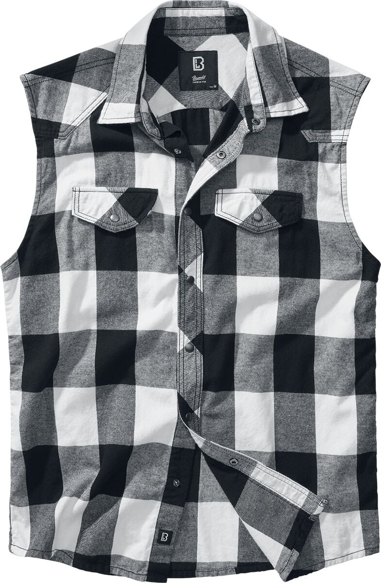 4051773163450 - Sleeveless Checkshirt Kurzarmhemd schwarz weiß in M 4051773163450 - Sleeveless Checkshirt Kurzarmhemd schwarz weiß in M