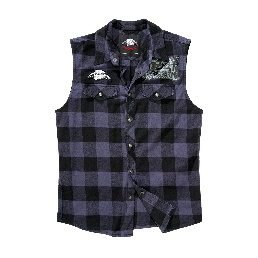 4051773200599 - Ozzy Sleeveless Checkshirt Kurzarmhemd schwarz grau in M