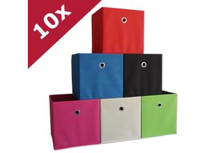 4051814341885 - 10er Set Faltbox Klappbox Stoff Kiste Faltschachtel Maße ca H 28 x B 27 x T 27 cm Regalbox - Boxas