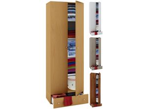 4051814351990 - Holz Kleiderschrank 5 Fächer mit Schublade 2 Drehtüren Maße ca B 70 x H 196 x T 40 cm – Vandol S