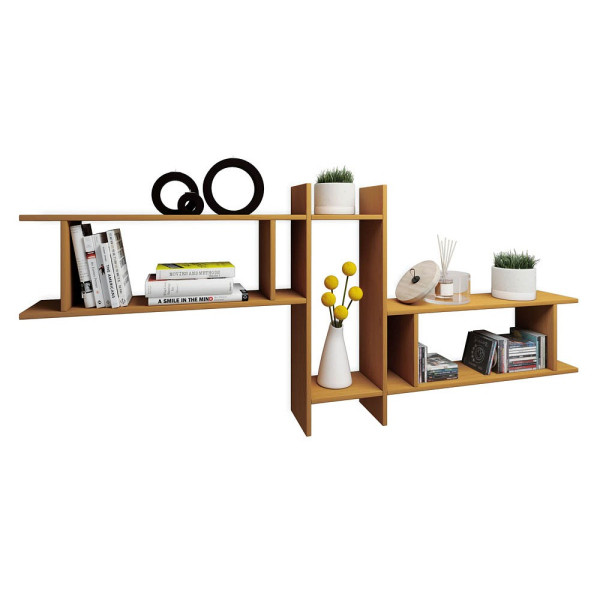 4051814355264 - Holzregal hängend platzsparendes Regal Maße H 80 x B 188 x T 20 cm Elegantes Regal hängend Aufbewahrungsregal Bücherregal Wandboard - Sirola Maxi