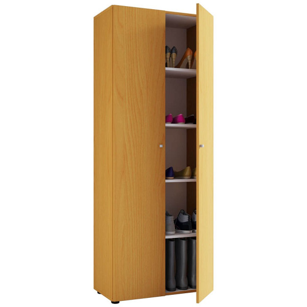 4051814360862 - Holz Schrank Maße B 70 x H 178 x T 40 cm 5 Fächer Allzweckschrank Schuhschrank mit zwei Drehttüren – Vandol