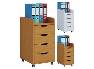 4051814362606 - Ebuy24 - Konal Mini Kommode  Büroarchiv auf Rädern 1 Regal und 4 Schubladen Buche dekor