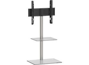 4051814369933 - TV Standfuß mit Zwischenboden Alu Rack Fernseh ESG-Sicherheitsglas Maße ca H 100 x B 60 x T 45 cm - Alani