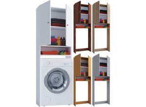 4051814369971 - Waschmaschinenschrank Praktischer Überbauschrank mit viel Stauraum Maße B 64 x H 182 x T 27 cm Waschmaschinenregal für Bad und Waschküche Waschmaschinenüberbauschrank - Lona