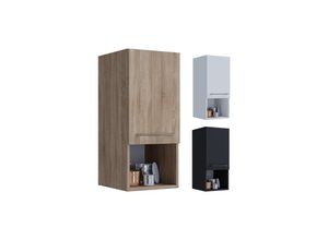 4051814375408 - Holz Midihängeschrank Badschrank mit offenem Fach und einer Drehtür Maße H 76 x B 33 x T 37 cm - Flandu