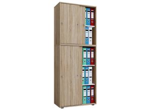 4051814375545 - Schiebetürenschrank aus Holz abschließbar 5 OH B 700 x T 400 x H 1780 mm Sonoma Eiche Dekor