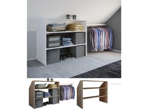 4051814376290 - Holz Kleiderschrank offener Schrank begehbarer Kleiderregal Dachschrägen Regal Maße ca B 90 x H 100 x T 50 cm - Dacho l