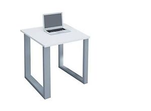 4051814378485 - Holz Schreibtisch Computertisch Lona U Alu Silber (Farbe Weiß B 80 x H 76 x T 50 cm)