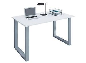 4051814378782 - Holz Schreibtisch Computertisch Lona U Alu Silber (Farbe Weiß B 110 x H 76 x T 50 cm)