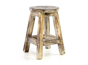 4051814387708 - Vintage Hocker braun geflammt massiv Holz Sitzhocker Blumentisch Maße Sitzfläche 25cm x 40cm hoch