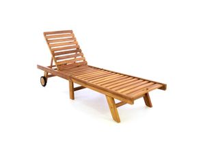 4051814388903 - Sonnenliege Gartenliege Liegestuhl Teak Holz klappbar (Farbe Braun)