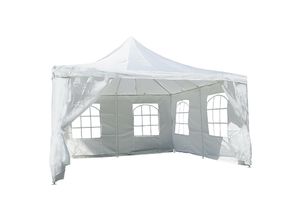 4051814394119 - Partyzelt Pavillon Zelt Festzelt creme 4x 4m Polyester Dach wasserdicht 250 g m²