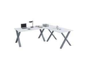 4051814398292 - Eckschreibtisch Schreibtisch Computer Winkeltisch Lona T 80 cm X Silber