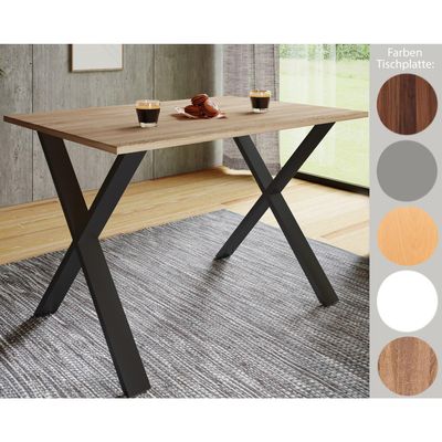 4051814402777 - Premium Esszimmertisch Esstisch Tisch Xona X Schwarz (Farbe Kern-Nussbaum 110 x 80 cm)