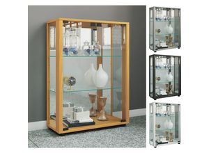 4051814412929 - Glasvitrine stehend Vitrine Glas mit ESG-Sicherheitsglas Maße ca H 80 x B 60 x T 25 cm Standvitrine Glas Modern und platzsparend Glas Vitrinenschrank – Sintalo Spiegel