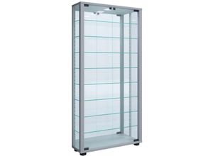 4051814413131 - Glasvitrine stehend Vitrine Glas mit ESG-Sicherheitsglas Maße ca H 115 x B 59 x T 18 cm Standvitrine Glas Modern und platzsparend Glas Vitrinenschrank – Lumo Maxi Spiegel