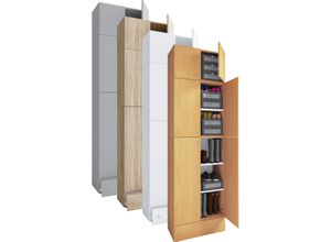 4051814413339 - Holz-Schuhschrank Maße H 240 x B 70 x T 39 cm Allzweckschrank 5 Fächer 4 Drehtüren Aufsatz mit 2 Türen extra Schublade– Lona