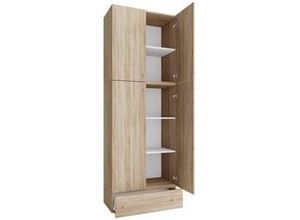 4051814413513 - XXL Büroschrank mit 5 Fächern und einer Schublade moderner Aktenschrank mit Drehtüren Maße ca H 200 x B 70 x T 39 cm – Lona 5-Fach