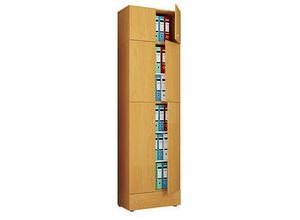 4051814413568 - XXXL Büroschrank mit 5 Fächern mit Aufsatz und Schublade moderner Aktenschrank mit Drehtüren Maße ca H 240 x B 70 x T 39 cm – Lona 5-Fach