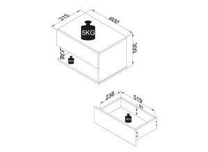 4051814419201 - Holz Wandschublade Nachtschrank Wandboard Schublade Konsole Nachttisch Usal XL 60 cm (Farbe Weiß)