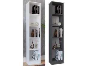 4051814420665 - Standregal Holz Aufbewahrung Stand Regal Bücherregal Deko Bücher Standregal Dilos L 5-fach Gr 38 weiß B38cm H183cm T30cm Holzwerkstoff Holz Spanplatte Regale