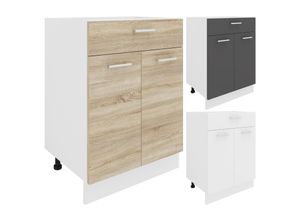 4051814422744 - Küchenschrank Breite 60 cm Schublade Unterschrank Küche Küchenmöbel Esilo (Farbe Weiß   Sonoma-Eiche)