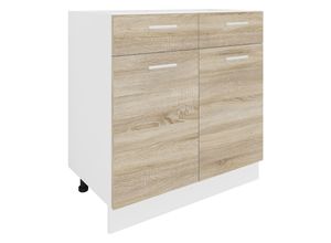 4051814422751 - Küchenschrank Breite 80 cm Schublade Unterschrank Küche Küchenmöbel Esilo (Farbe Weiß   Sonoma-Eiche)