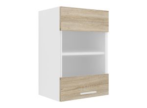 4051814422874 - Küchenschrank Breite 40 cm Matt Glastür Hängeschrank Küche Küchenmöbel Esilo (Farbe Weiß   Sonoma-Eiche)