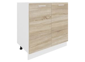 4051814422928 - Küchenschrank Breite 80 cm Drehtüren Unterschrank Küche Küchenmöbel Esilo (Farbe Weiß)