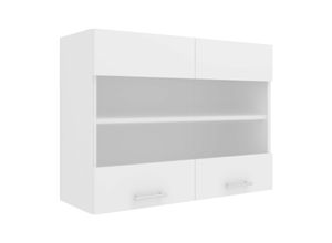 4051814423093 - Küchenschrank Breite 80 cm Matt Glastür Hängeschrank Küche Küchenmöbel Esilo (Farbe Weiß)