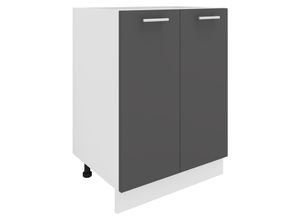 4051814423123 - Küchenschrank Breite 60 cm Drehtüren Unterschrank Küche Küchenmöbel Esilo (Farbe Weiß   Anthrazit)