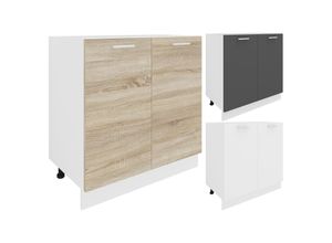 4051814423130 - Küchenschrank Breite 80 cm Drehtüren Unterschrank Küche Küchenmöbel Esilo (Farbe Weiß   Anthrazit)