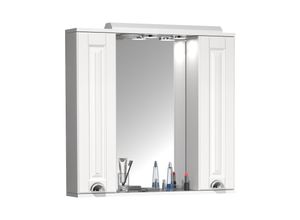 4051814423581 - Badspiegel Wandspiegel 75 cm Hängespiegel Spiegelschrank Badezimmer Landhaus Drehtür Beleuchtung Casalo XL (Farbe weiß)