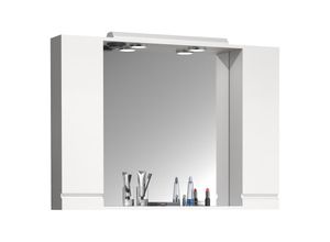 4051814423666 - Badspiegel Wandspiegel Breite 100 cm Hängespiegel Spiegelschrank Badezimmer Drehtür grifflos Beleuchtung Silora XL (Farbe Weiß)