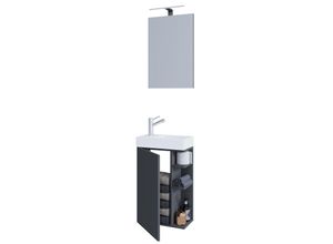 4051814426469 - 3-tlg Set Waschplatz für Gäste WC Gästebad Toilette Waschtisch mit Spiegel Badmöbel Badezimmer Set – Lumia