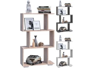 4051814426599 - Holz Raumteiler Stand Regal Bücherregal Deko Bücher Standregal Palusa M (Farbe Sonoma-Eiche)