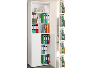 4051814427923 - Büroschrank mit 6 Fächern Büroregal moderner Aktenschrank mit Drehtüren Maße ca H 220 x B 70 x T 40cm – Lona 6-Fach