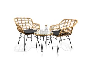 4051814429057 - 3-tlg Gartenmöbel Set Sitzgruppe Essgruppe 1x Tisch 2x Loungestühle Tisch Maße ca H 42 x B 45 x T 45 cm Maße pro Stuhl ca H 79 x B 57 x T 52 cm Lounge Set - Ragali