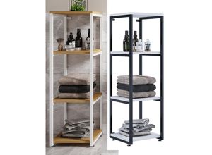 4051814429286 - Holz Badmöbel Stand Badregal Badezimmer Badschrank Hochschrank Holz Metall Industrial Style Bitila L (Farbe Schwarz   Weiß)