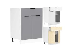 4051814429521 - Küchenschrank Maße ca H 82 x B 60 x T 46 cm Unterschrank mit zwei Drehtüren und einer Schublade Küchenmöbel - Fasola