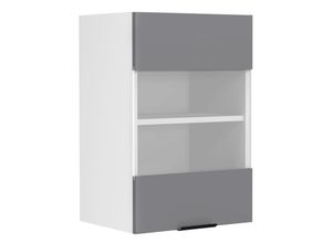 4051814429675 - Küchenschrank Breite 40 cm Glastür Hängeschrank Küche Wandschrank Küchenmöbel Fasola (Farbe Weiß   Anthrazit)