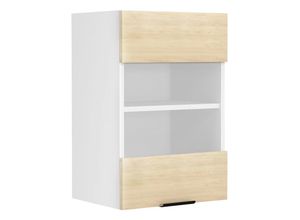 4051814429682 - Küchenschrank Breite 40 cm Glastür Hängeschrank Küche Wandschrank Küchenmöbel Fasola (Farbe Weiß   Honig-Eiche)