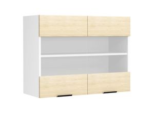 4051814429804 - Küchenschrank hängend Maße ca H 60 x B 80 x T 31 cm Hängeschrank mit zwei Drehtüren Küchenschrank mit Glas Küchenmöbel – Fasola