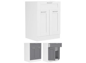 4051814430060 - Küchenschrank Breite 60 cm Schublade Unterschrank Küche Küchenmöbel Landhaus Colura (Farbe Weiß   Anthrazit)