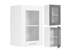 4051814430138 - Küchenschrank Breite 40 cm Glastür Hängeschrank Küche Wandschrank Küchenmöbel Landhaus Colura (Farbe Weiß)