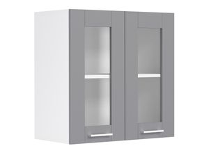 4051814430220 - Küchenschrank Breite 80 cm Glastür Hängeschrank Glas Küche Küchenmöbel Landhaus Colura (Farbe Weiß   Anthrazit)