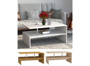 4051814430381 - Holz Couchtisch Sofatisch Wohnzimmertisch Beistelltisch Kaffeetisch Maliso L (Farbe Sonoma-Eiche)