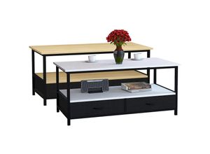 4051814430398 - Holz Sofatisch Couchtisch Wohnzimmertisch Beistelltisch Ablage Flonila (Farbe Weiß)