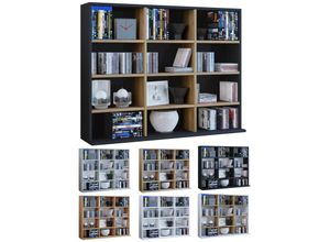 4051814430534 - Standregal Holzregal stehend platzsparender CD-Schrank für 480 CDs oder 224 DVDs MaßeH 82 x B 102 x T 23 cm Elegantes DVD Regal stehend Blu-Ray Regal CD Regal Megosa L Gr 102 weiß honig eiche B102cm H82cm T23cm Holzwerkstoff Holz Spanplatte Regale